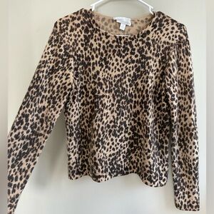 100% Cashmere Charter Club Brown Cheetah Print Sweater